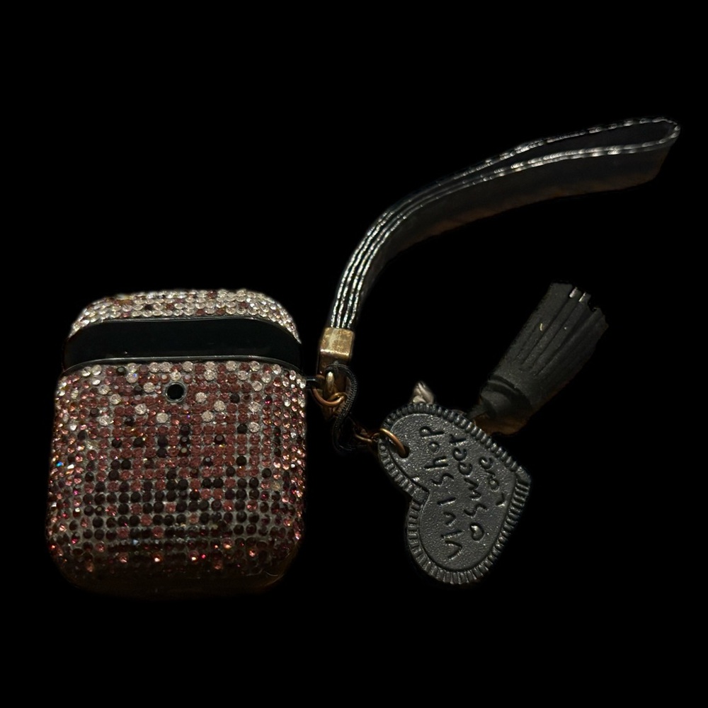 Sparkling Rhinestone AirPods Case with Black Strap